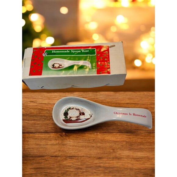 House Of Lloyd 1988 Christmas Is Homemade Ceramic Spoon Rest With Box - Picture 1 of 7